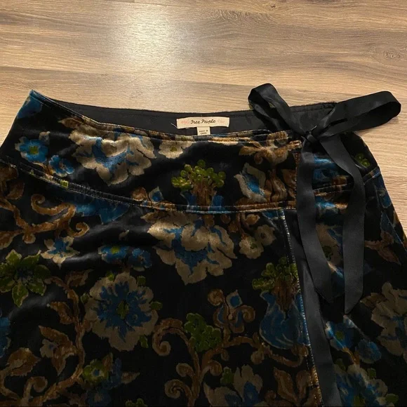 SOLD Free People Silk Velvet Floral Wrap Skirt - Picture 3 of 8